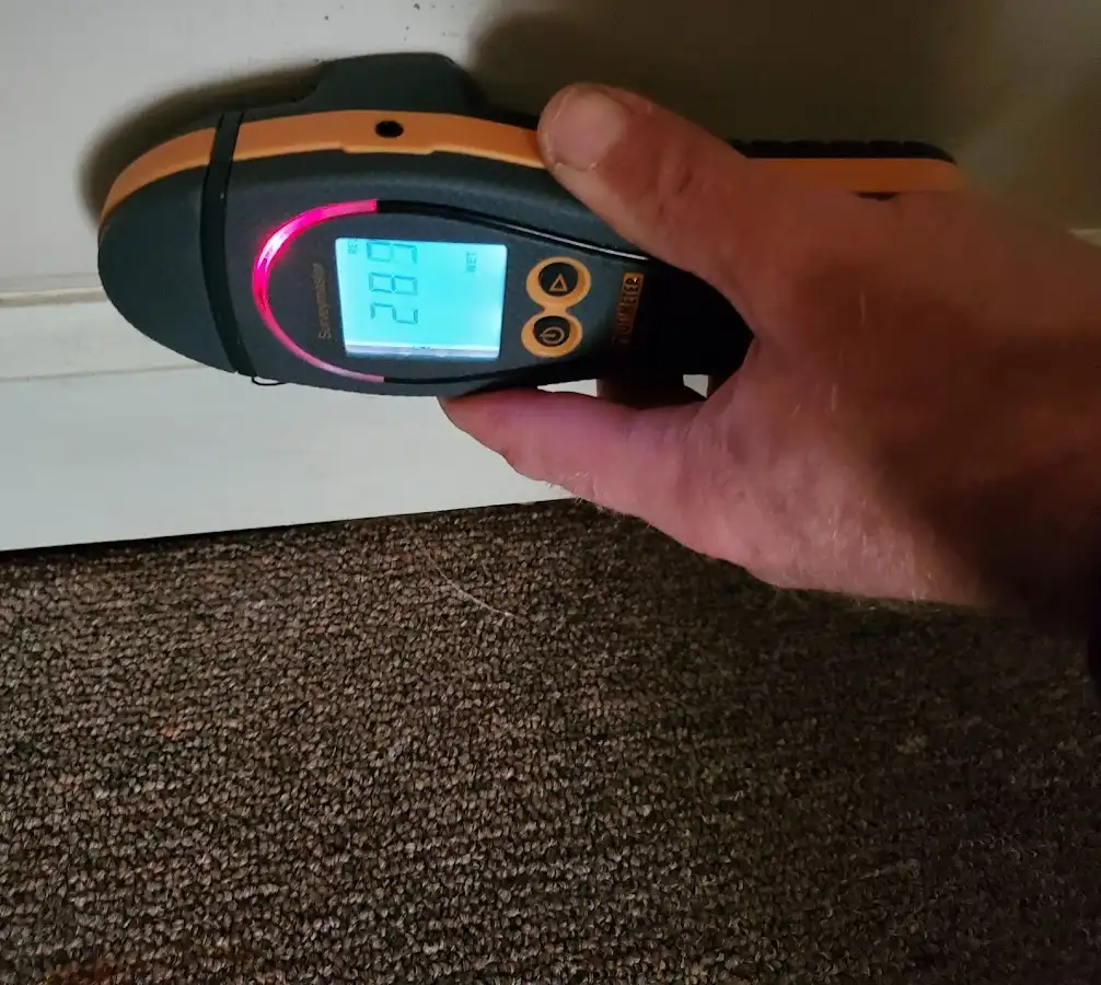 Moisture detection at baseboard during Mold Inspection & Testing in Lafayette